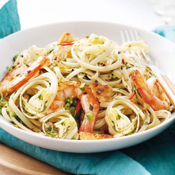 Linguine med chili og rejer