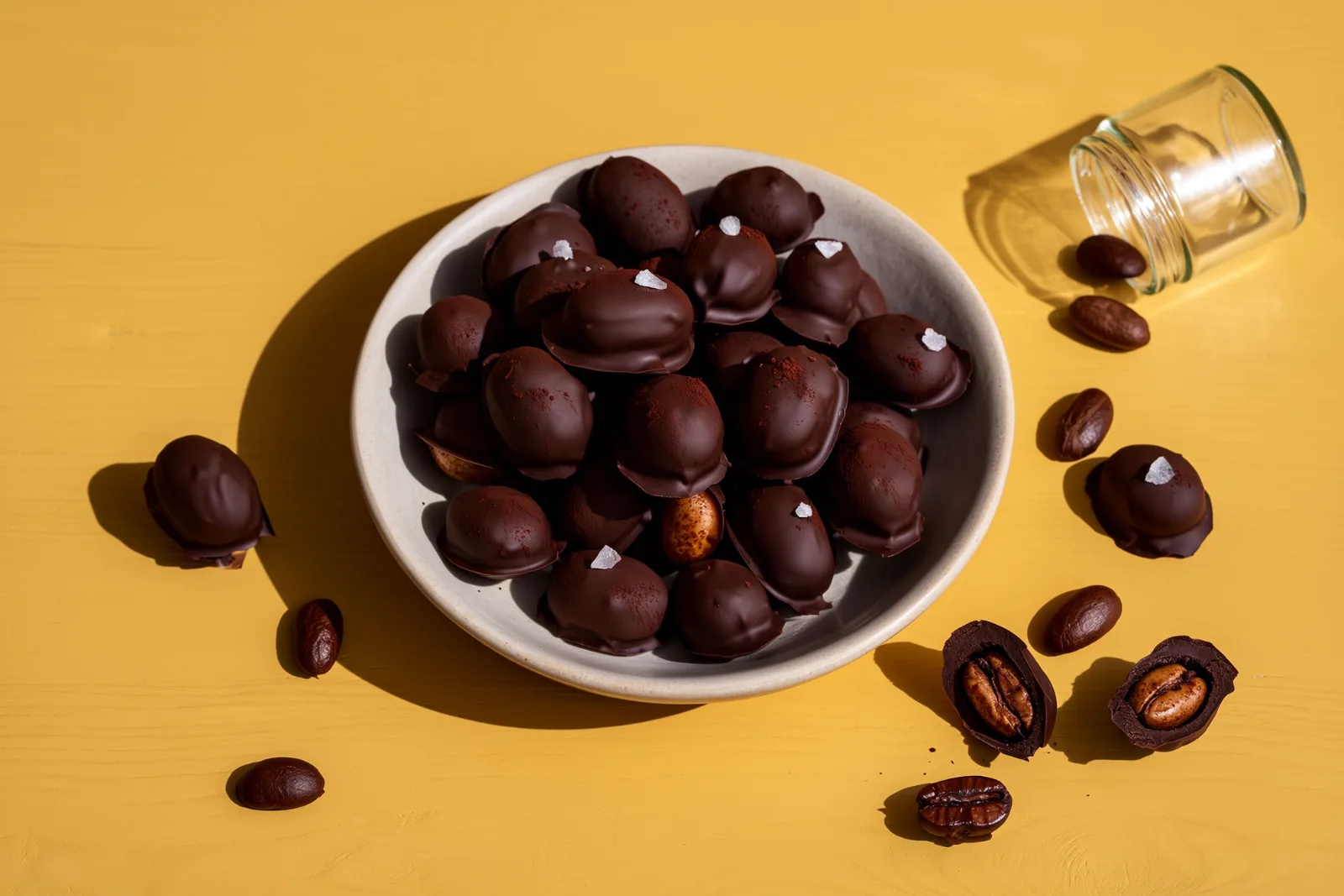 Mørk chokoladeovertrukne espressobønner
